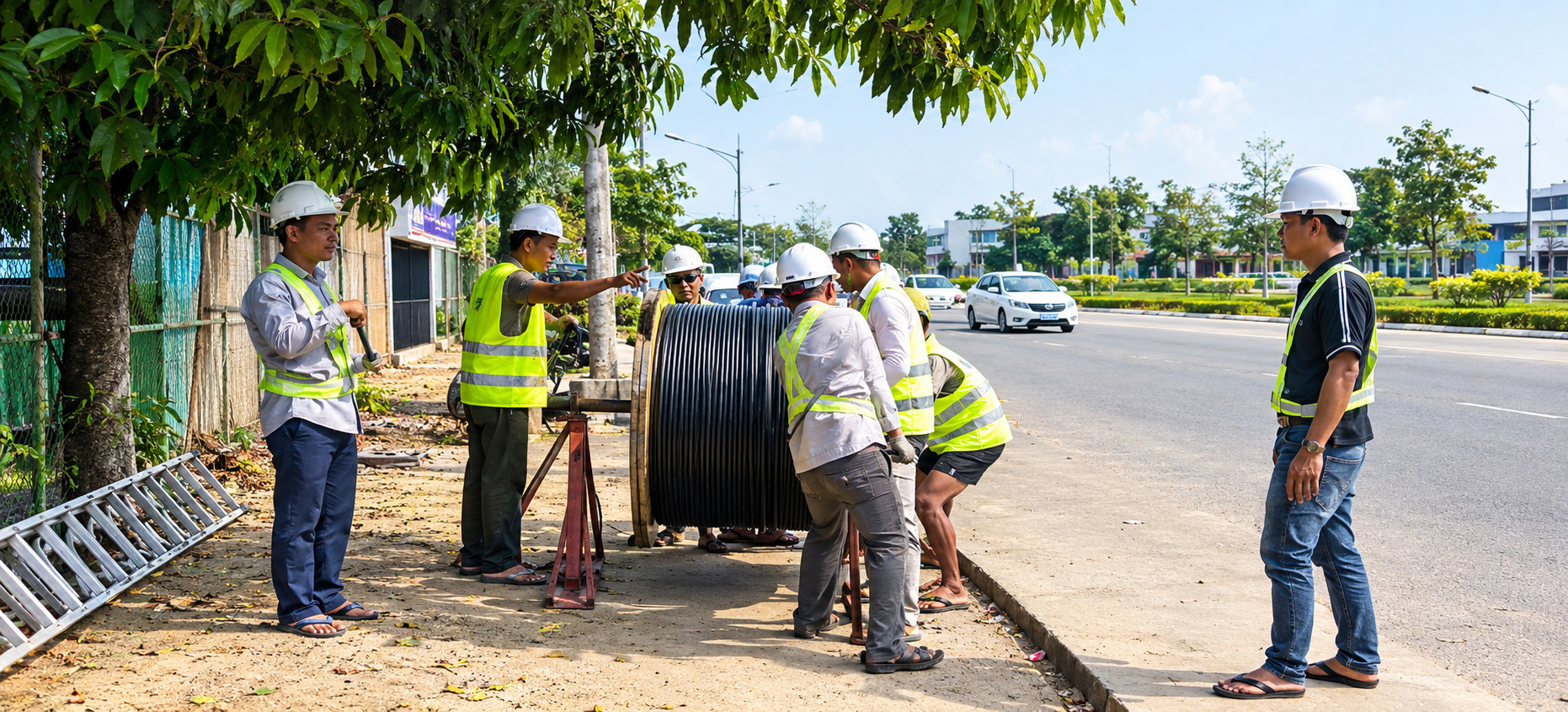 Power Deal crew trenching for underground fiber installation